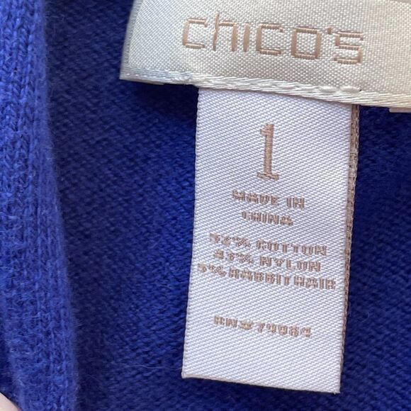 Chico's Easywear Open Front Lightweight Cardigan Royal Blue Size 1 - Picture 5 of 6